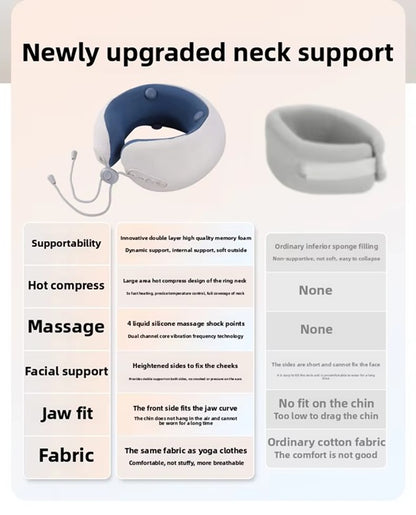 Smart Neck Massager Pillow with Heat, Vibration & Bluetooth | Electric Rechargeable Neck Support for Travel, Home & Office | Relieves Neck Pain & Tension – Ergonomic U-Shaped Design