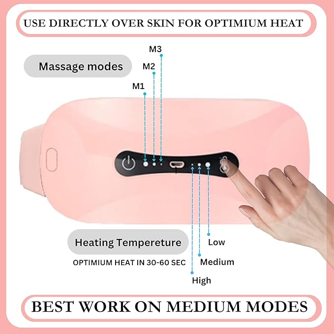 Electric Heating Pad Belt for Back Pain Relief – Portable USB Rechargeable Waist Warmer for Cramps, Lower Back & Abdomen – Adjustable Heat Therapy Wrap for Women & Men – Pink"