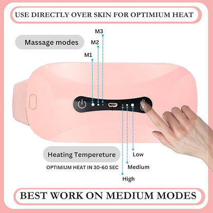 Electric Heating Pad Belt for Back Pain Relief – Portable USB Rechargeable Waist Warmer for Cramps, Lower Back & Abdomen – Adjustable Heat Therapy Wrap for Women & Men – Pink"