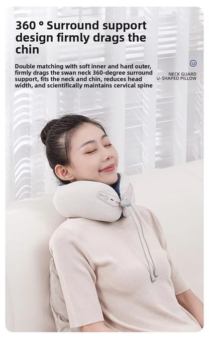 Smart Neck Massager Pillow with Heat, Vibration & Bluetooth | Electric Rechargeable Neck Support for Travel, Home & Office | Relieves Neck Pain & Tension – Ergonomic U-Shaped Design