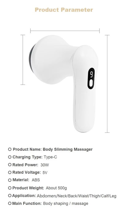 Body Slimming Massager for Fat Reduction and Cellulite – 5-in-1 Electric Handheld Massager with Interchangeable Heads, LED Display & Multiple Intensity Settings