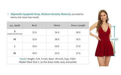 Women's One-Piece Swimsuit Dress – V Neck Tummy Control Swimwear with Adjustable Straps, Flowy Skirt Bathing Suit, Slimming Monokini for Beach & Pool