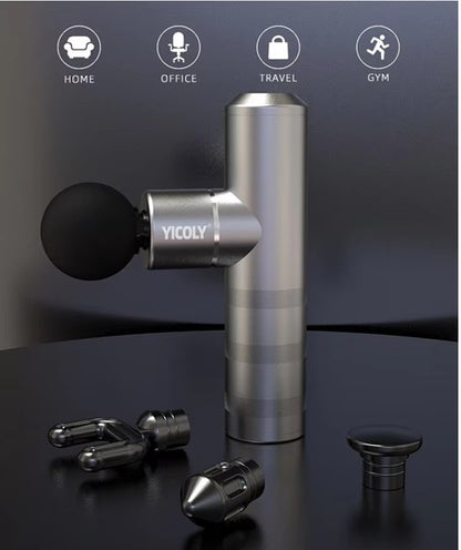Deep Tissue Massage Gun for Pain Relief – Powerful Handheld Percussion Muscle Massager with 4 Heads, Quiet Motor & Rechargeable Battery for Athletes, Recovery, and Fitness