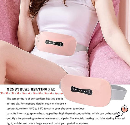 Electric Heating Pad Belt for Back Pain Relief – Portable USB Rechargeable Waist Warmer for Cramps, Lower Back & Abdomen – Adjustable Heat Therapy Wrap for Women & Men – Pink"