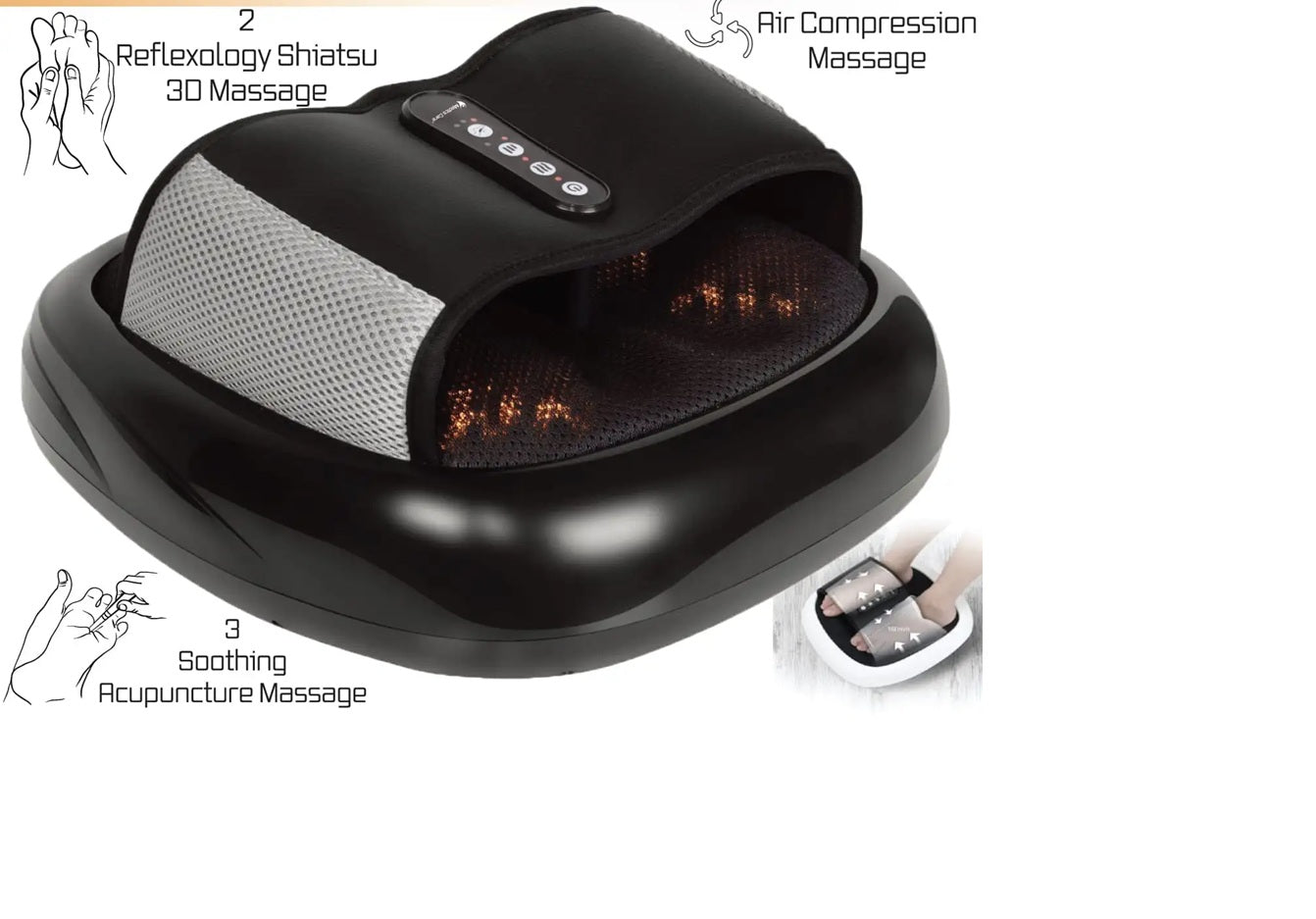 Electric Foot Massager Machine with Heat & Deep Kneading | Shiatsu Massage for Pain Relief, Plantar Fasciitis, Arches & Heels | Home & Office Foot Relaxation Therapy