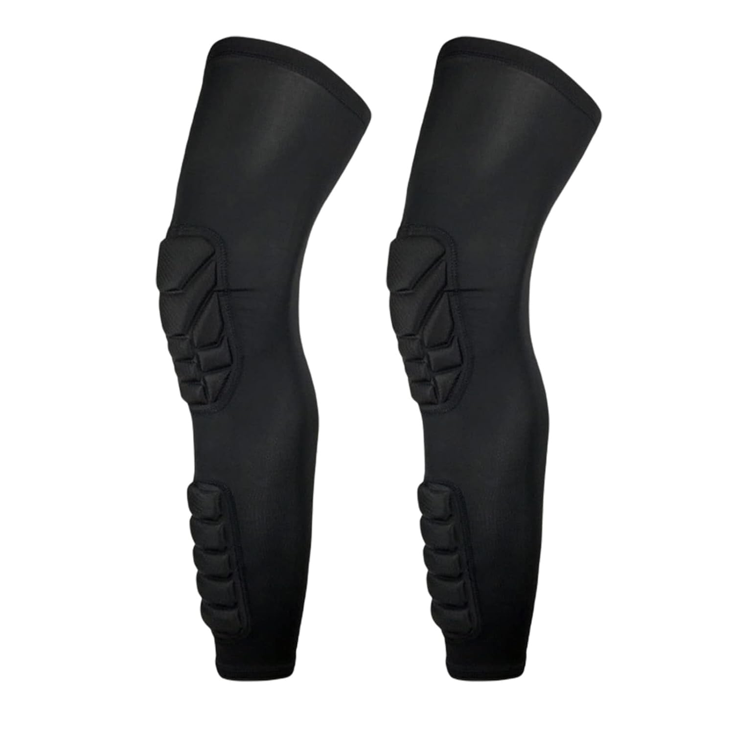 Curvear Padded Knee Compression Sleeves Long Leg Sleeve Calf Protection for Basketball, Football, Volleyball, Soccer Knee Pads Shin Brace Soft Protective Gear Calf Support for Youth Adult, 1 Pair