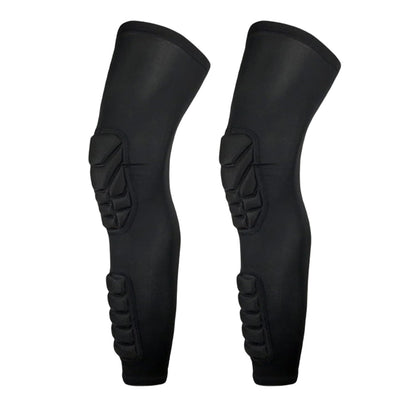 Curvear Padded Knee Compression Sleeves Long Leg Sleeve Calf Protection for Basketball, Football, Volleyball, Soccer Knee Pads Shin Brace Soft Protective Gear Calf Support for Youth Adult, 1 Pair