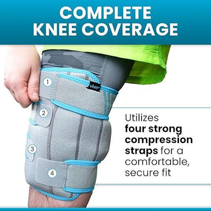 Cuvear®️Knee Ice Pack Wrap - Cold/Hot Gel Compression Brace - Heat Support Strap for Arthritis Pain, Athletic Injury, Osteoarthritis, Women, Men, Running, Meniscus and Patella Surgery