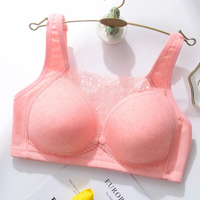 Curvear®️Women's Breastfeeding Nursing Bras, Seamless Ultra Comfort Maternity Non Padded Feeding Lace No Steel Ring Bra, Front Button Closure, Pregnancy Sleep Cotton Bralette