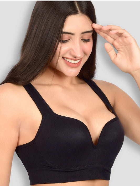 Curvear Women's Push Up Bra, Full-Coverage Underwire Bra, Hide Back Fat Deep Cup Bra, Smoothing T-Shirt Bra, Sculpting Uplift Bra