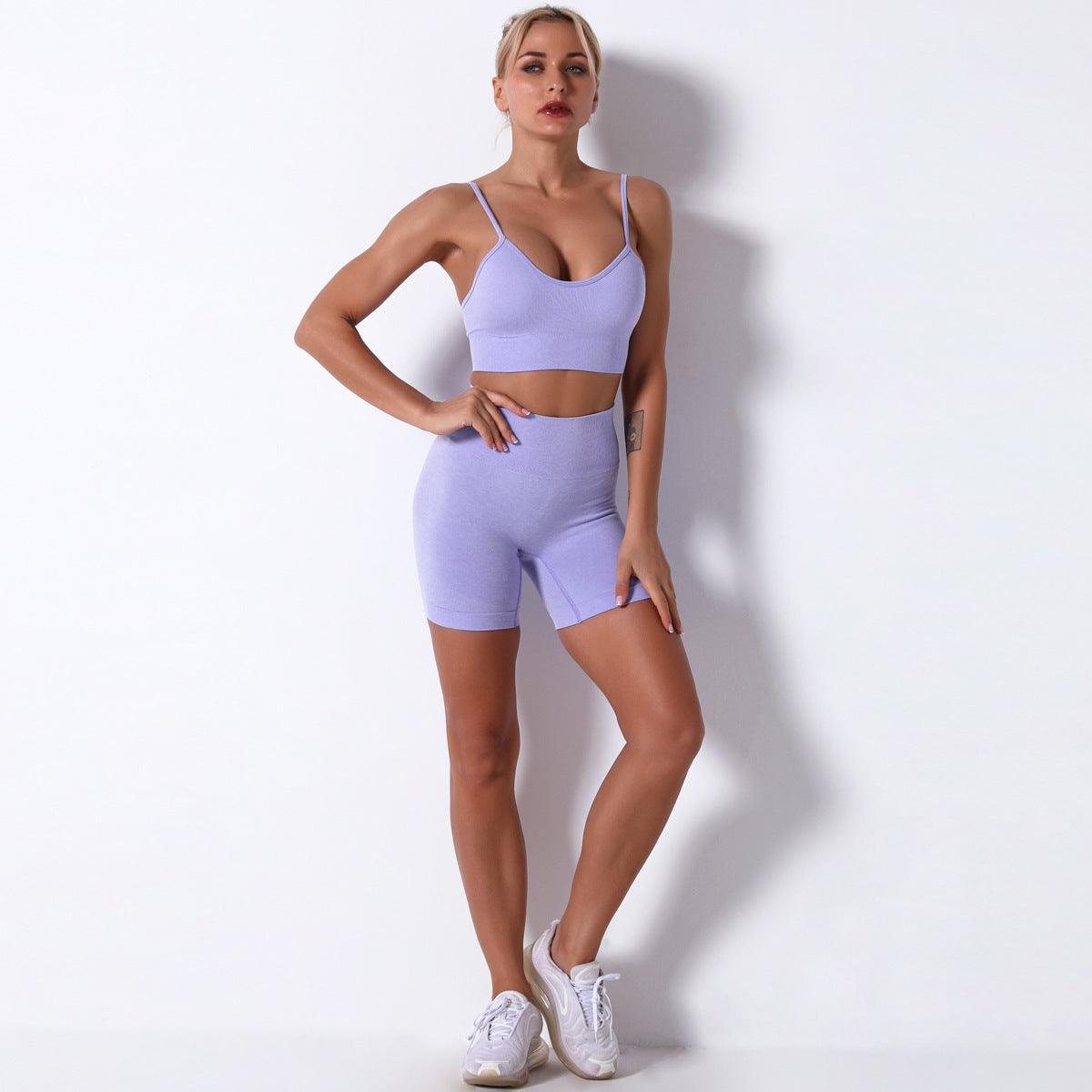 Curvear®️Work Out Sets Gym For Women Personality Design Sexy Suspender Shorts Fashion Suit Yoga Sports Suit Workout Clothes