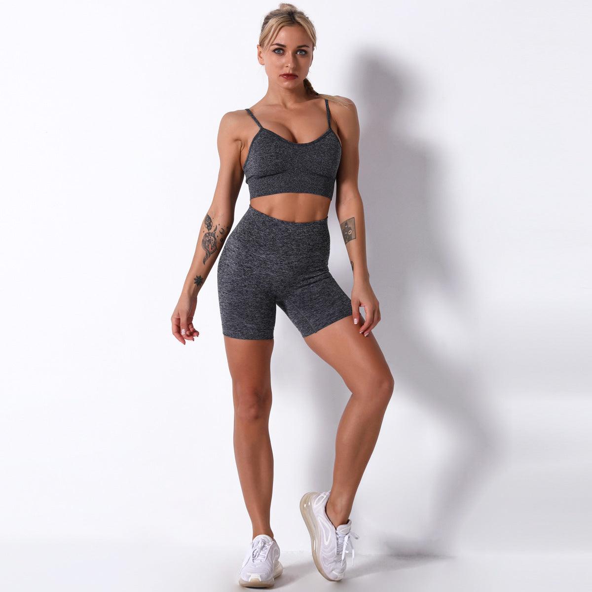 Curvear®️Work Out Sets Gym For Women Personality Design Sexy Suspender Shorts Fashion Suit Yoga Sports Suit Workout Clothes