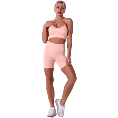 Curvear®️Work Out Sets Gym For Women Personality Design Sexy Suspender Shorts Fashion Suit Yoga Sports Suit Workout Clothes