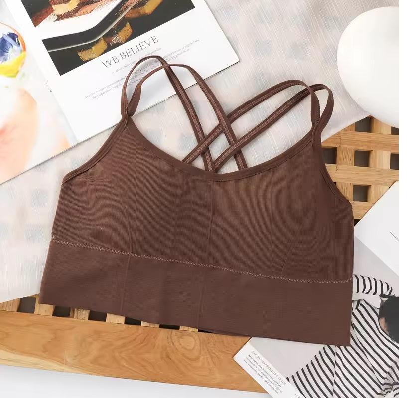 Curvear Sports Bra for Women, Cross Back Padded Sports Bra, Perfect for Yoga, Workout, and Fitness Bra Crop Tops 3 Pack