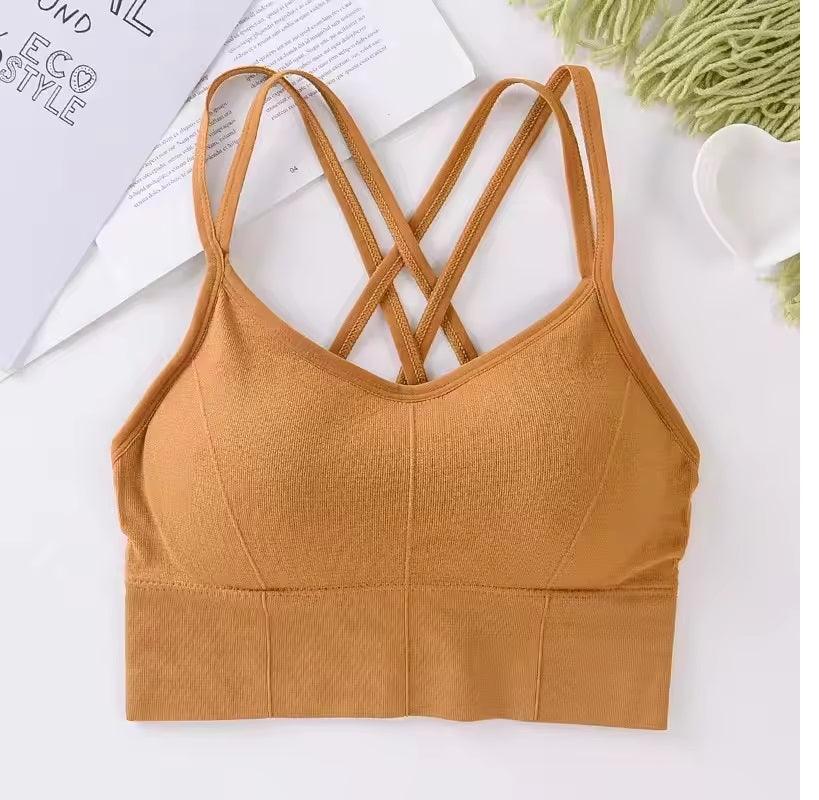 Curvear Sports Bra for Women, Cross Back Padded Sports Bra, Perfect for Yoga, Workout, and Fitness Bra Crop Tops 3 Pack