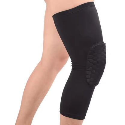 Curvear Advanced Enhanced Safety and Support Honeycomb Compression Leg Sleeve with Extra Long Knee Pads - Ideal for Volleyball, Gym, Run