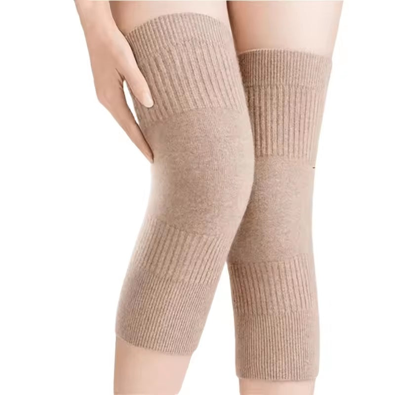 Curvear Thermal Wool Knee Pads Leg Warmers, Wool Cycling Ski Running Knee Brace Pads, Elastic Knee Sleeves Knee Braces Support for Arthritis Knees, 1 Pair