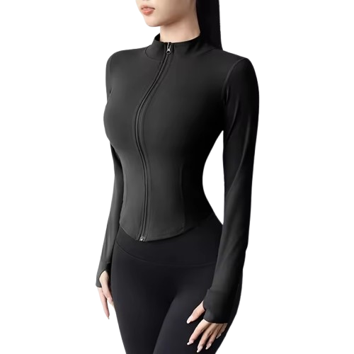 Curvear Women's Workout Jacket Lightweight Zip Up Yoga Jacket Cropped Athletic Slim Fit Tops