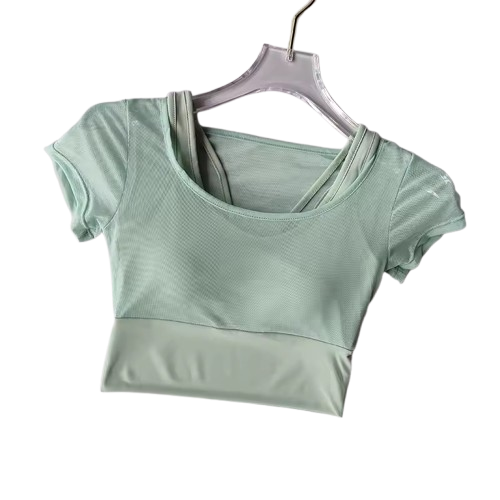 Curvear Yoga Top Women's Pilates Training Fitness Suit Chest Cushion Yoga Suit Top Quick Drying Sports Short Sleeved Breathable