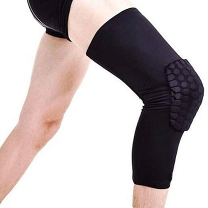 Curvear Advanced Enhanced Safety and Support Honeycomb Compression Leg Sleeve with Extra Long Knee Pads - Ideal for Volleyball, Gym, Run