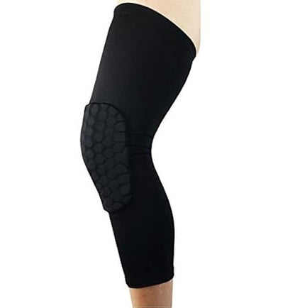Curvear Advanced Enhanced Safety and Support Honeycomb Compression Leg Sleeve with Extra Long Knee Pads - Ideal for Volleyball, Gym, Run