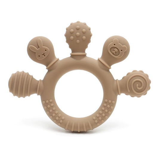 Curvear silicone teether wood ring teething toys free Baby Chewable Toys wooden baby teether teething for Kids 0-6 months.