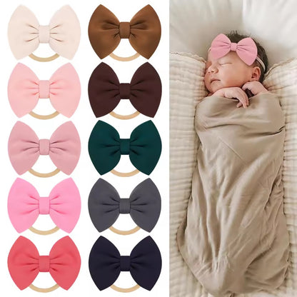 CURVEAR ®️Newborn Baby 4 piece Headband with Bow - Cute & Comfortable.