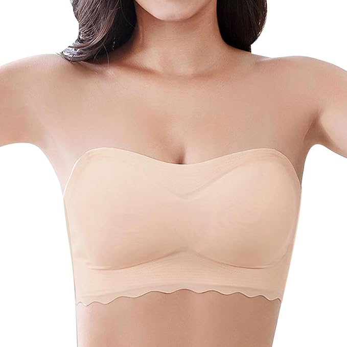 Curvear Large size bra without straps, big breasts, small wedding dresses gathered up non-slip invisible underwear.