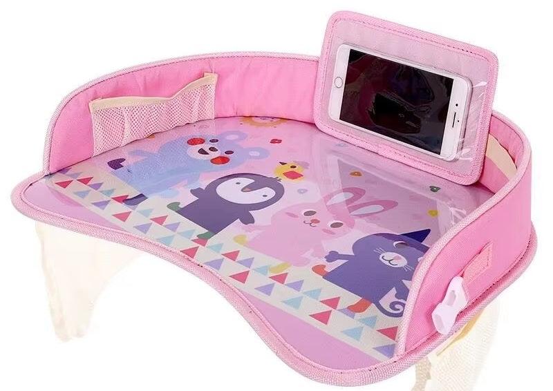 CURVEAR ®️Multifunctional Cartoon Car Safety Seat Tray Waterproof Stroller Holder Kids Toys Food Drink Table Portable Car Baby Seat Table