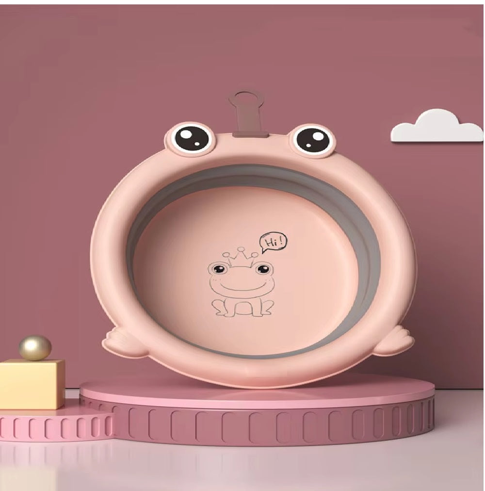 CURVEAR®️Children's Cartoon Folding Washbasin, Portable Baby Small Basin, Travel Laundry Basin, Hangable Design