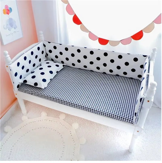 Curvear Removable Washable Bed Fence Pure Cotton Crib Surround Four Seasons Universal Foldable Bed Head Pad Cartoon Crib Baby Bedding.