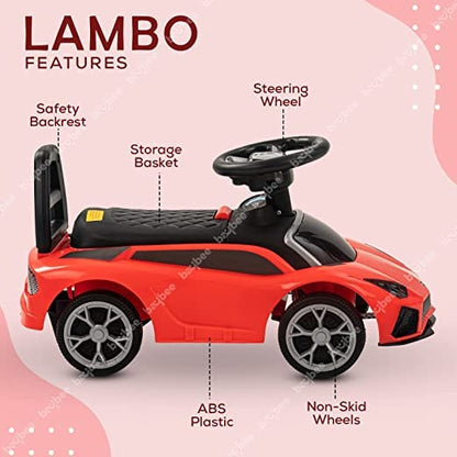 Curvear Lambo Push Ride on Car for Kids | Ride on Toy Kids Car with Music, Storage & Backrest | Ride on Baby Push Car for Baby Toddlers | Baby Car for Kids to Drive 1 to 3 Years Boy Girl.