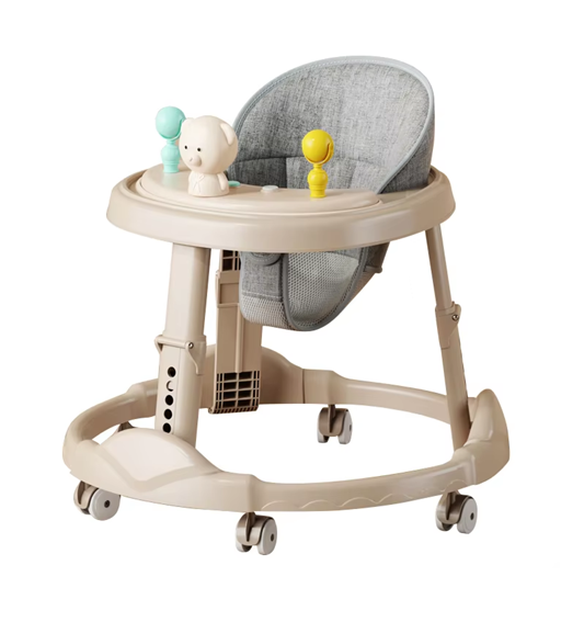 Curvear Baby Walker for Kids, Foldable Round Kids Walker with 2 Height & 4 Seat Adjustable | Activity Walker for Baby with Musical Toy Bar & Light | Walker Baby 6-18Months Boy Girl.