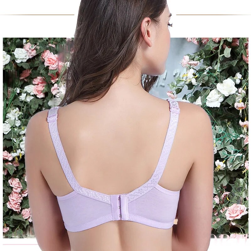 Curvear®️Women's Breastfeeding Nursing Bras, Seamless Ultra Comfort Maternity Non Padded Feeding Lace No Steel Ring Bra, Front Button Closure, Pregnancy Sleep Cotton Bralette