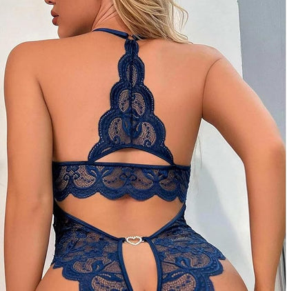 Curvear®️Women One Piece Lingerie Deep V Teddy Sexy Lace Bodysuit Snap Crotch Baby doll Lingerie for Women Naughty Outfits